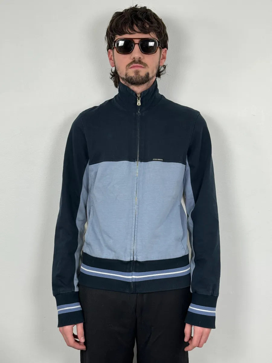 2000s Dolce & Gabbana Blue Zip-up Sport Sweater yxWKupi 0