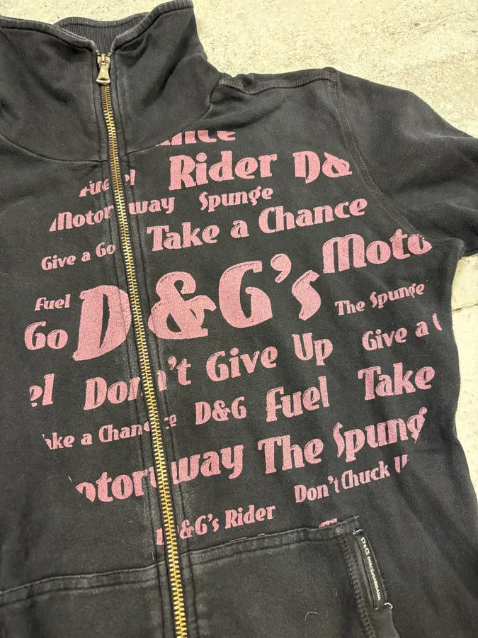 2000s Dolce & Gabbana Black & Pink Propaganda Zip Sweater QmoKuAu 7