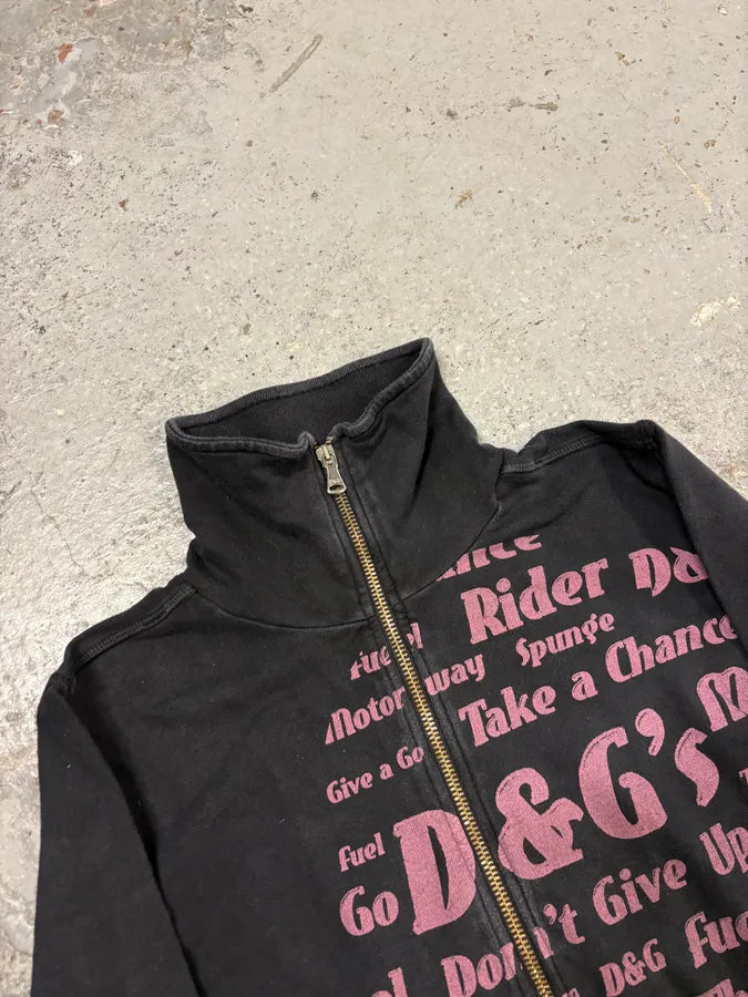 2000s Dolce & Gabbana Black & Pink Propaganda Zip Sweater QmoKuAu 4