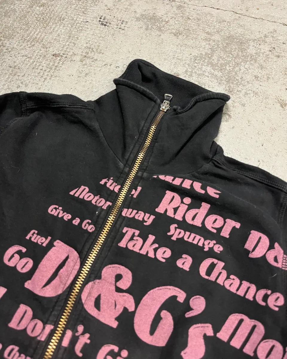 2000s Dolce & Gabbana Black & Pink Zip-Up Sweatshirt jyhQlYz 4
