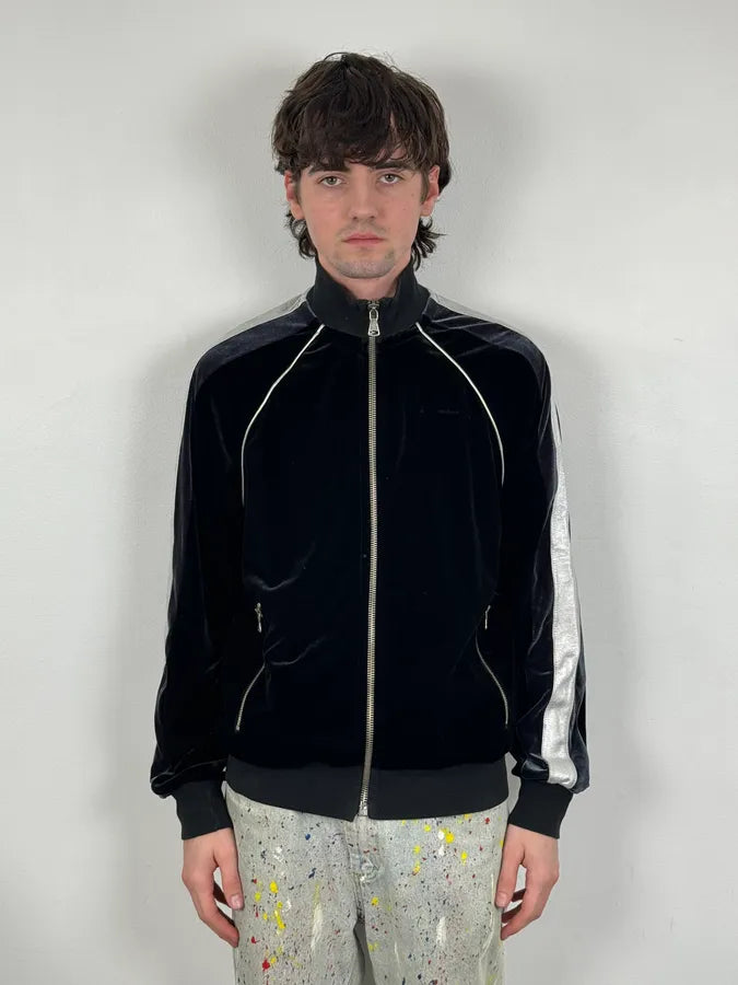 AW2007 Dolce & Gabbana Black & Silver Grey Velvet Zip-up Sweater RNOCoke 2