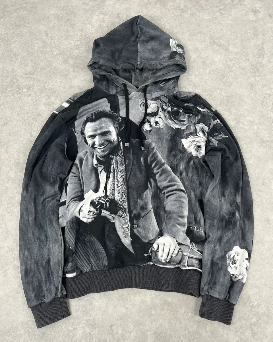 2000s Dolce & Gabbana Black & White Aged Cinema Graphic Hoodie bkbzxdp 0