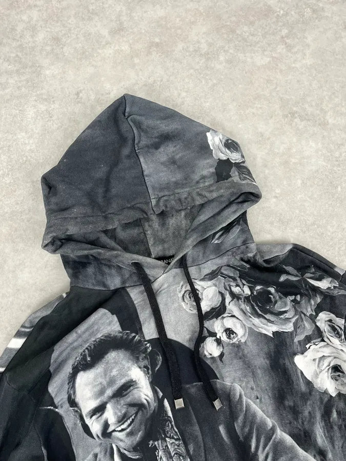 2000s Dolce & Gabbana Black & White Aged Cinema Graphic Hoodie bkbzxdp 3