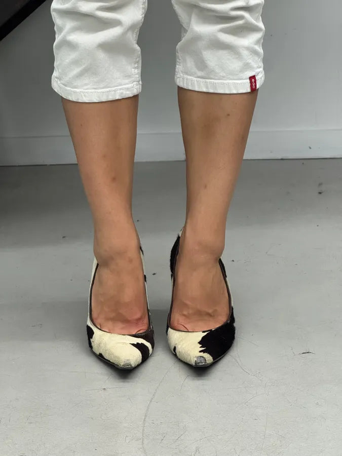 2000s Dolce & Gabbana Black & White Calf Hair Cow Print Heels TKSnmqL 1