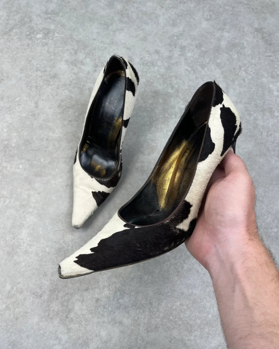 2000s Dolce & Gabbana Black & White Calf Hair Cow Print Heels TKSnmqL 0