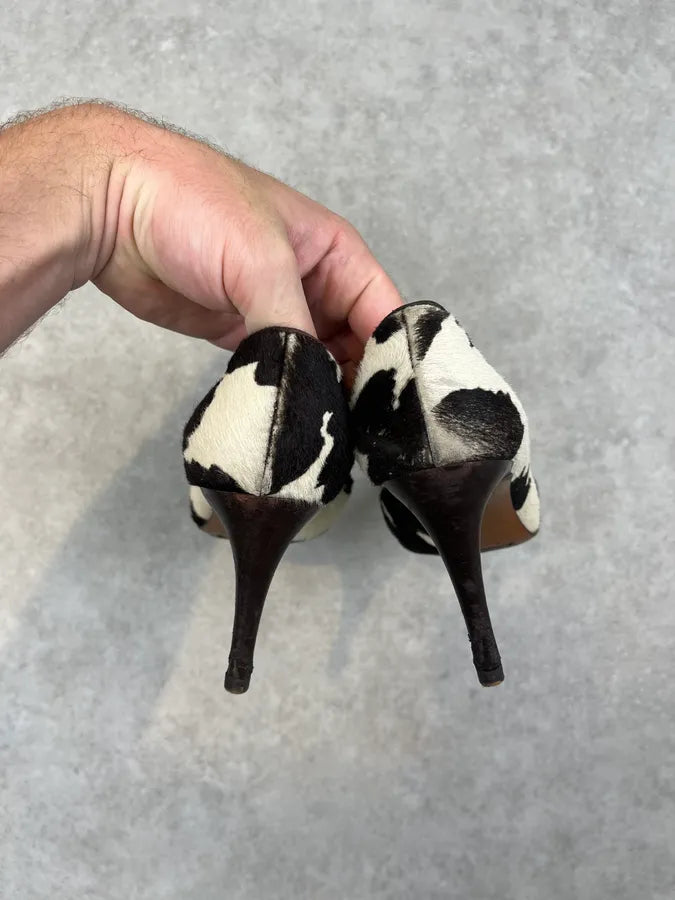 2000s Dolce & Gabbana Black & White Calf Hair Cow Print Heels TKSnmqL 7