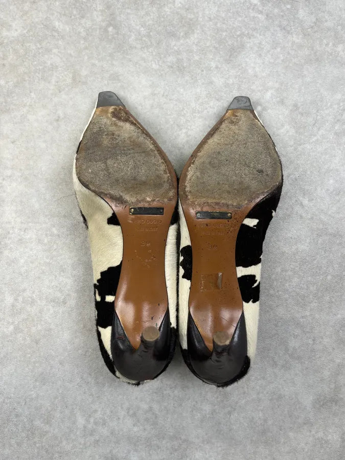 2000s Dolce & Gabbana Black & White Calf Hair Cow Print Heels TKSnmqL 8