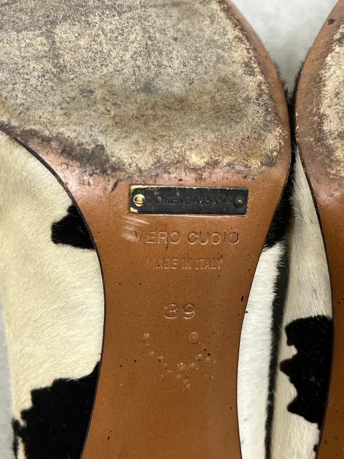 2000s Dolce & Gabbana Black & White Calf Hair Cow Print Heels TKSnmqL 11