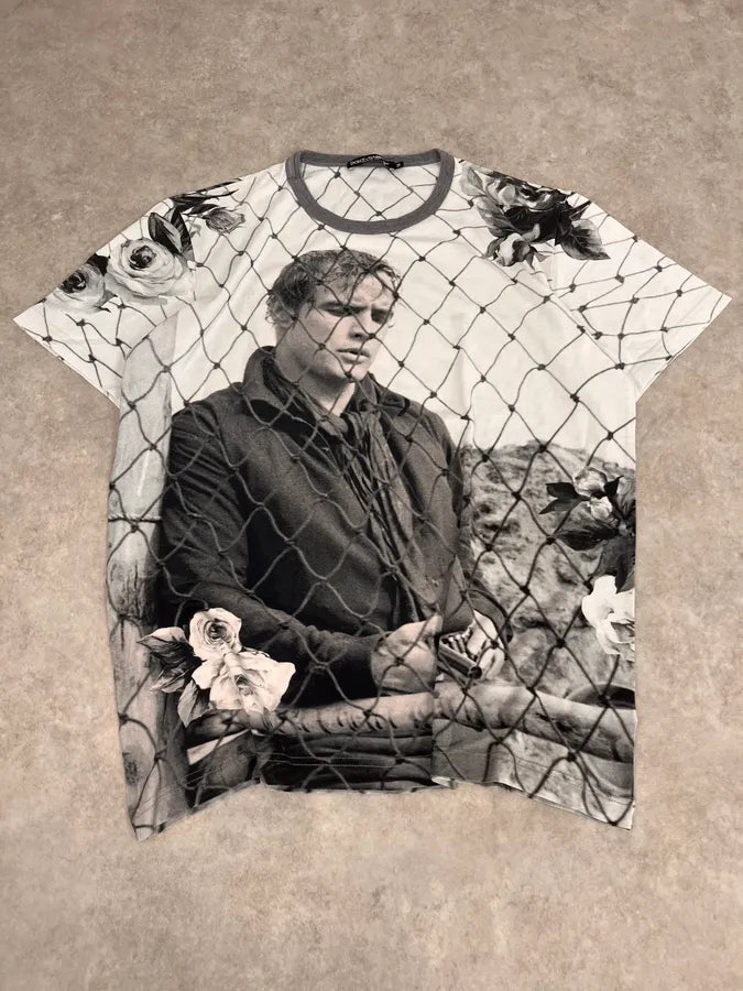 2000s Dolce & Gabbana Black & White Jail Gun Men T-Shirt dVJpMtE 0