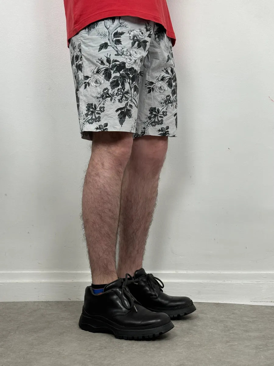 2000s Dolce & Gabbana Black & White Leafes Flowers Short QnfRxfr 2