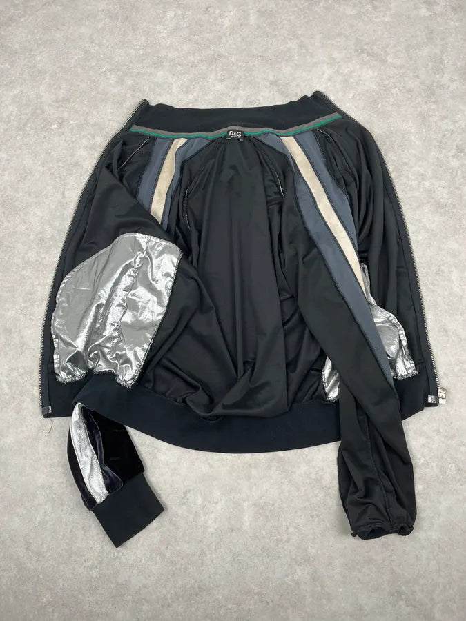 2000s Dolce & Gabbana Black & White Lined Zip-up Sweater CmYxUfS 7