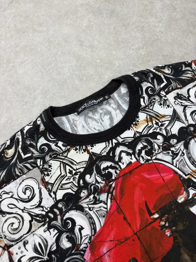 SS2015 Dolce & Gabbana Black & White Royal Bull Corrida T-Shirt nOtKSuU 5