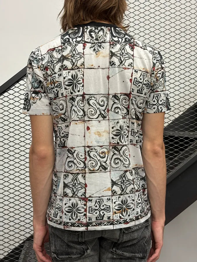 SS2015 Dolce & Gabbana Black & White Royal Bull Corrida T-Shirt nOtKSuU 2