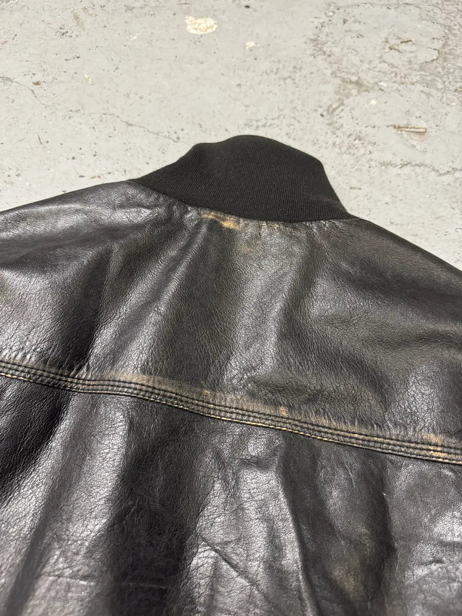 2000s Dolce & Gabbana Black Aged Zip Leather Jacket gRBOdbP 10