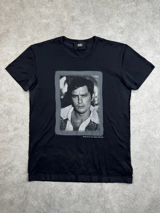 2000s Dolce & Gabbana Black Alain Delon Portrait T-Shirt TEpmRDp 0