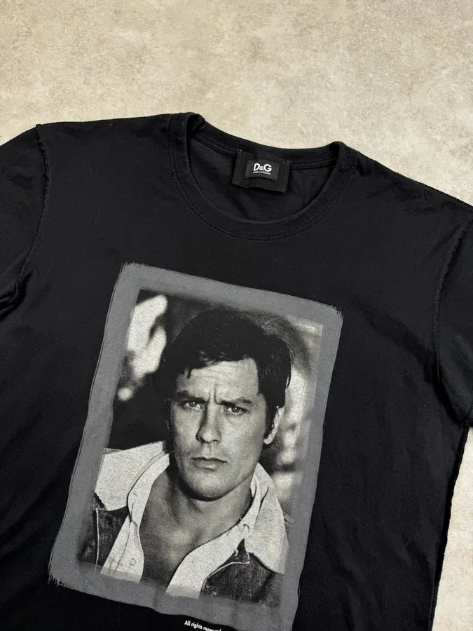 2000s Dolce & Gabbana Black Alain Delon Portrait T-Shirt TEpmRDp 4