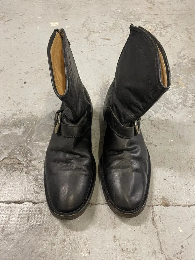 2000s Dolce & Gabbana Black Ankle Buckle Boots (44eu/us10) idEpZYh 1