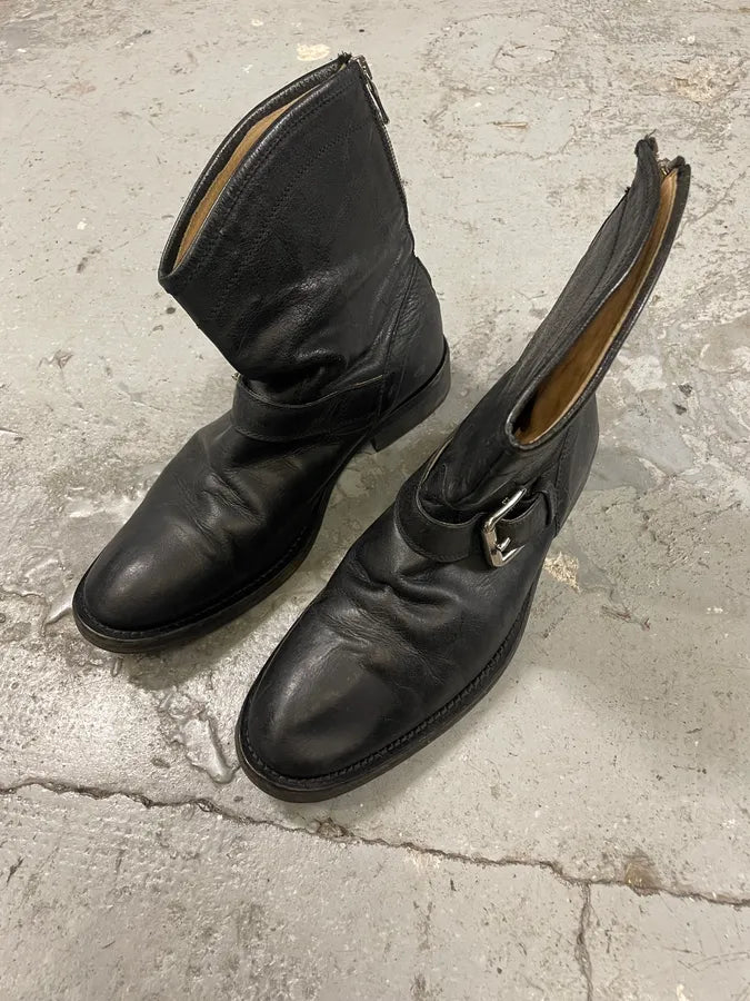 2000s Dolce & Gabbana Black Ankle Buckle Boots (44eu/us10) idEpZYh 2