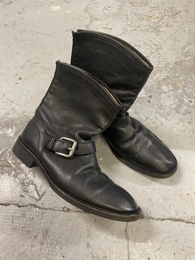 2000s Dolce & Gabbana Black Ankle Buckle Boots (44eu/us10) idEpZYh 4