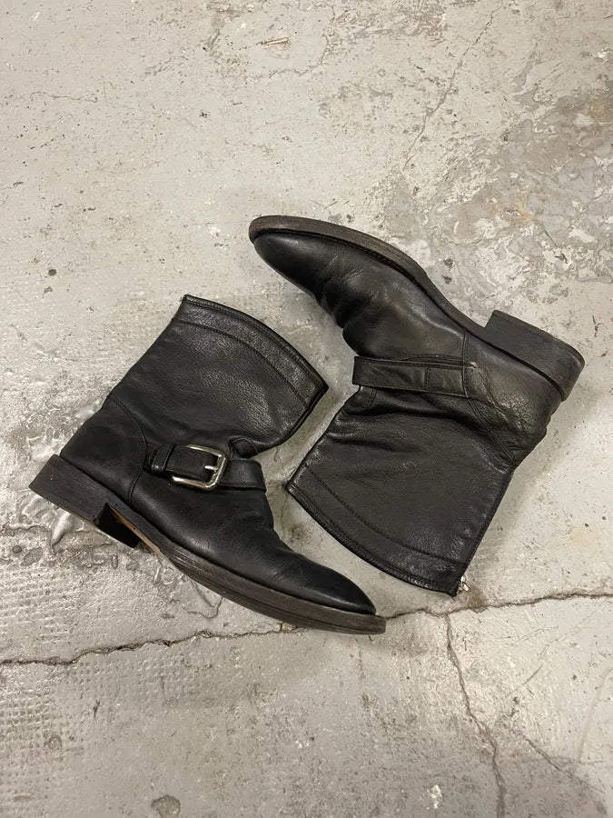 2000s Dolce & Gabbana Black Ankle Buckle Boots (44eu/us10) idEpZYh 5