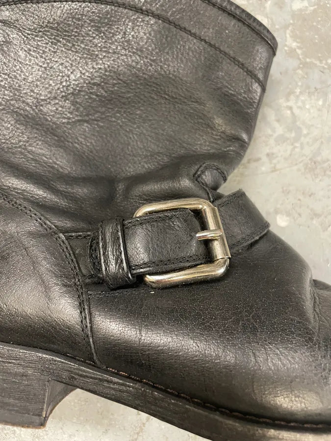 2000s Dolce & Gabbana Black Ankle Buckle Boots (44eu/us10) idEpZYh 6