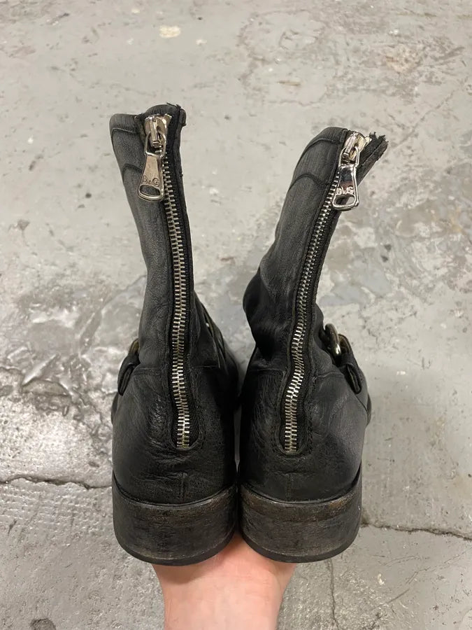 2000s Dolce & Gabbana Black Ankle Buckle Boots (44eu/us10) idEpZYh 7