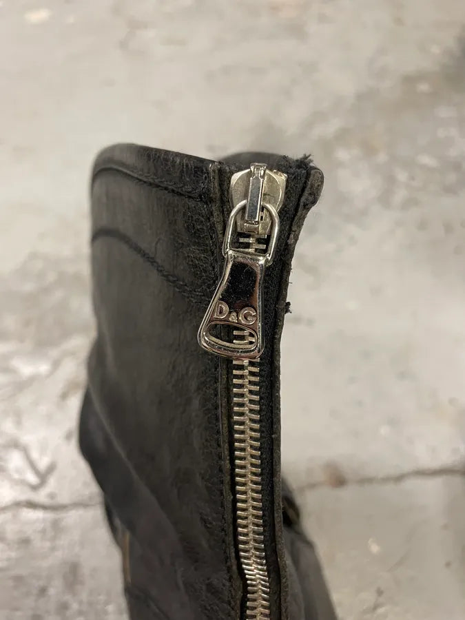 2000s Dolce & Gabbana Black Ankle Buckle Boots (44eu/us10) idEpZYh 8