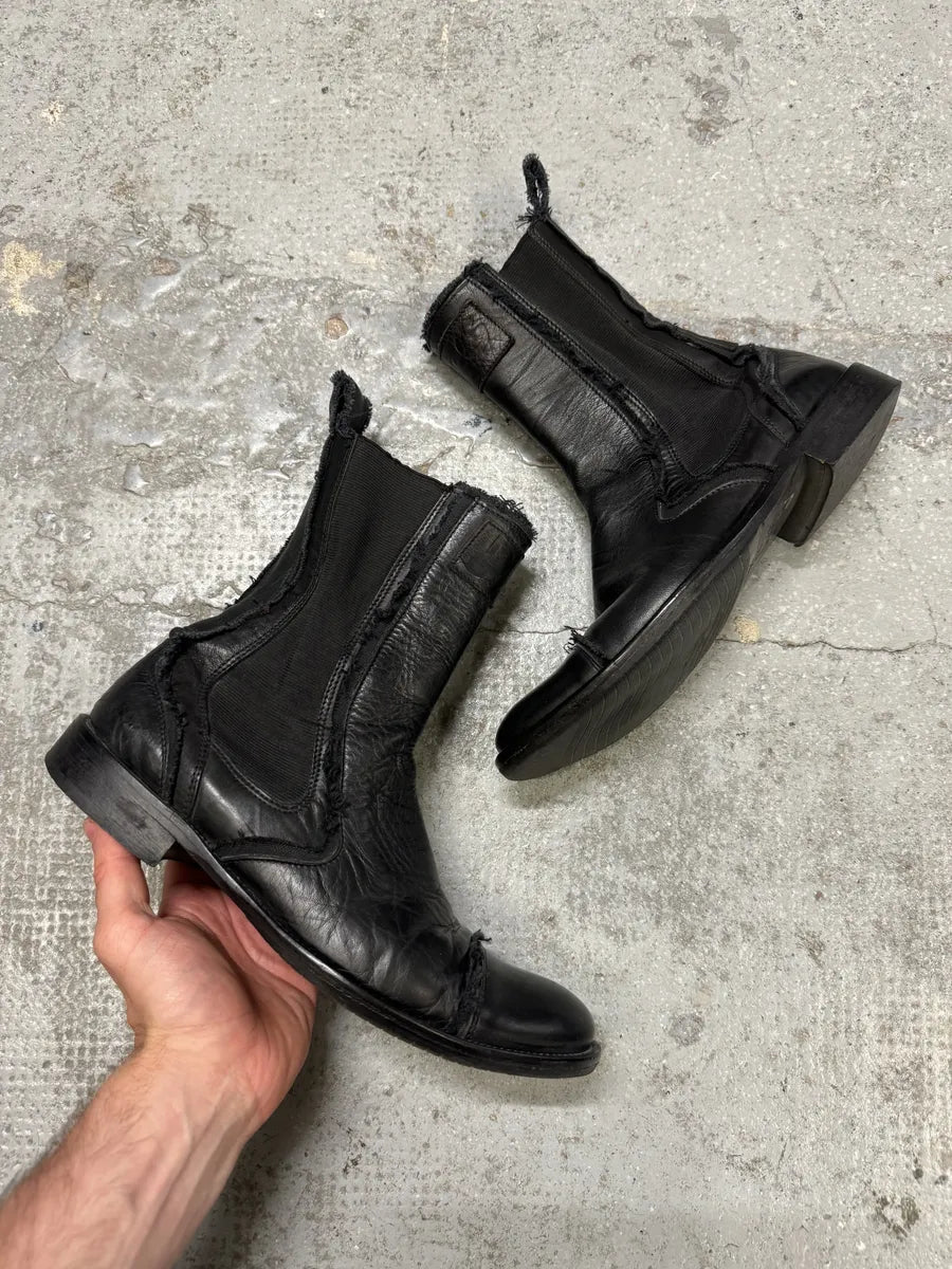 2000s Dolce & Gabbana Black Ankle Distressed Boots (40.5eu/us7.5) pMODjDP 0