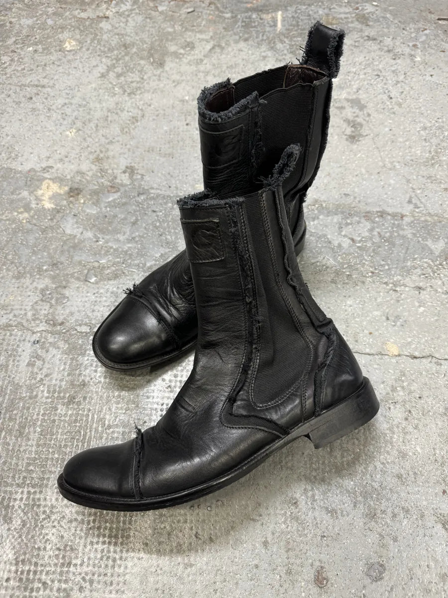 2000s Dolce & Gabbana Black Ankle Distressed Boots (40.5eu/us7.5) pMODjDP 1