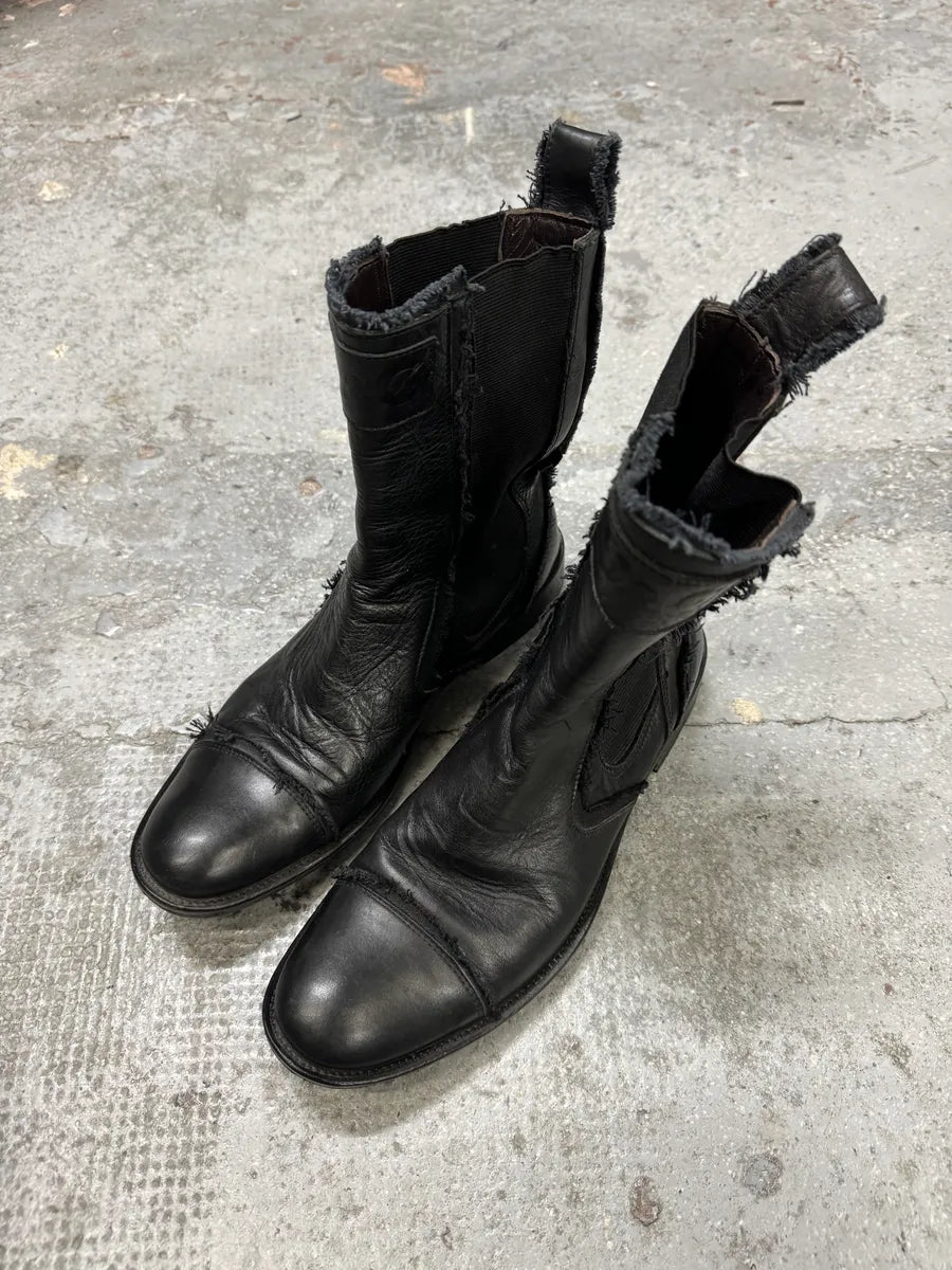 2000s Dolce & Gabbana Black Ankle Distressed Boots (40.5eu/us7.5) pMODjDP 2