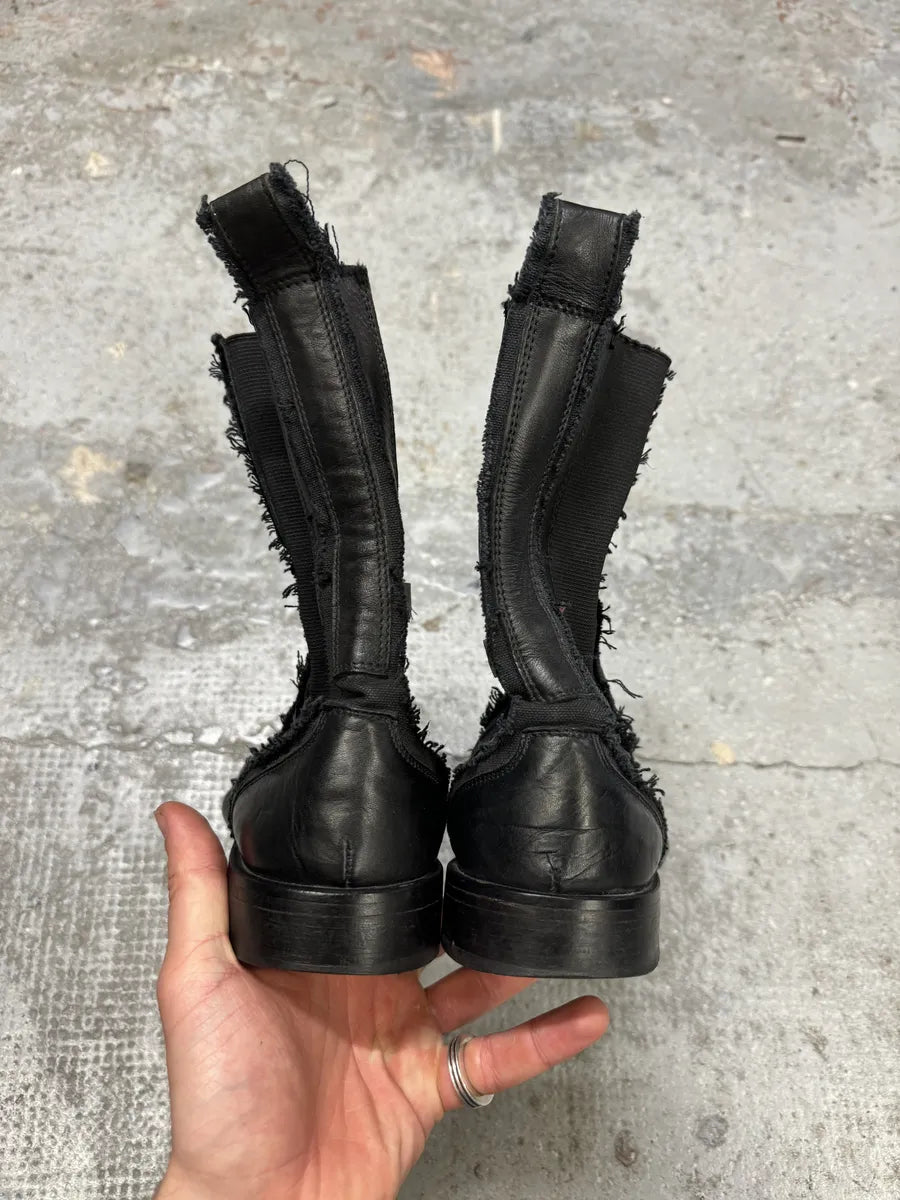 2000s Dolce & Gabbana Black Ankle Distressed Boots (40.5eu/us7.5) pMODjDP 4