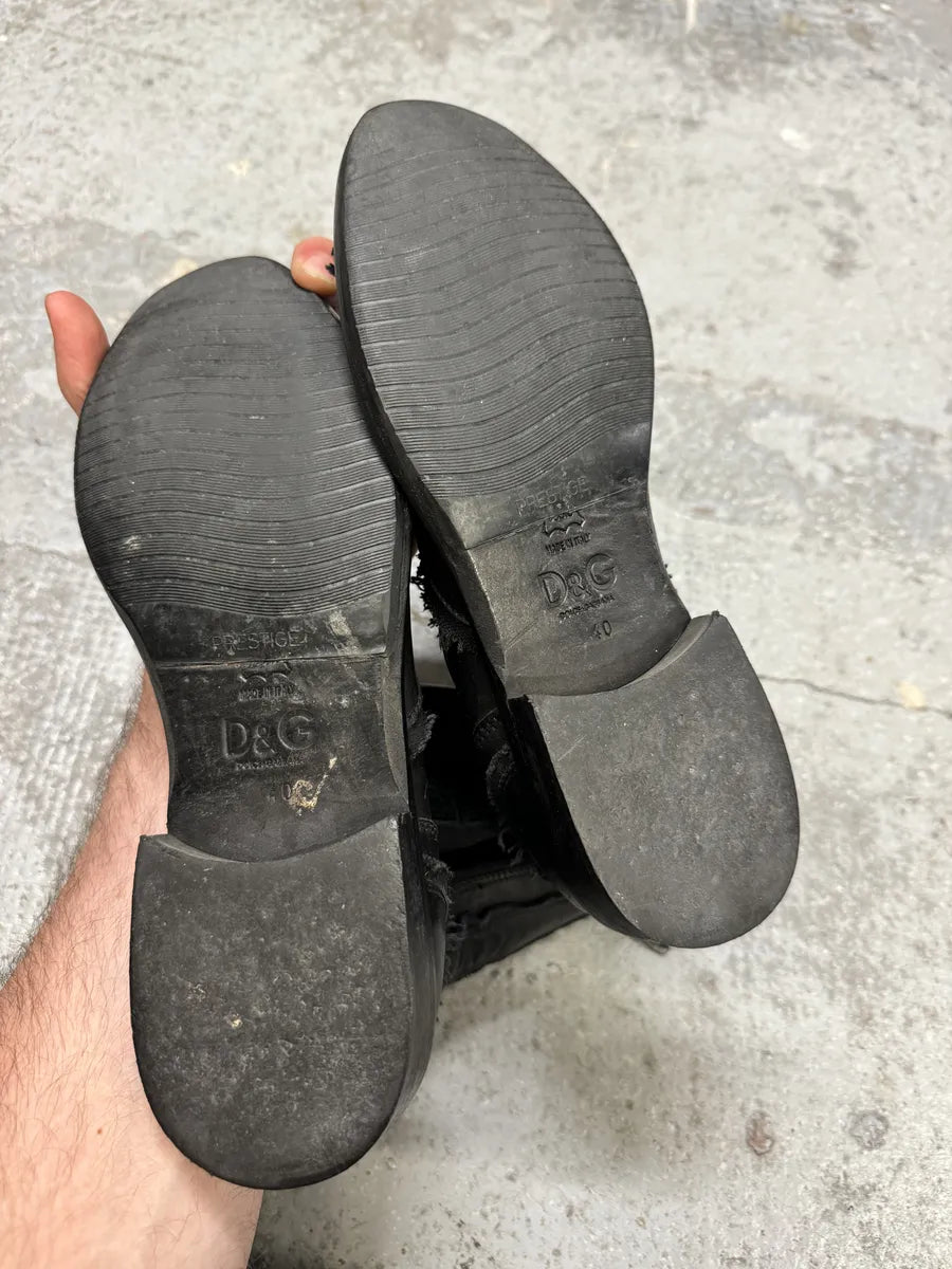 2000s Dolce & Gabbana Black Ankle Distressed Boots (40.5eu/us7.5) pMODjDP 5