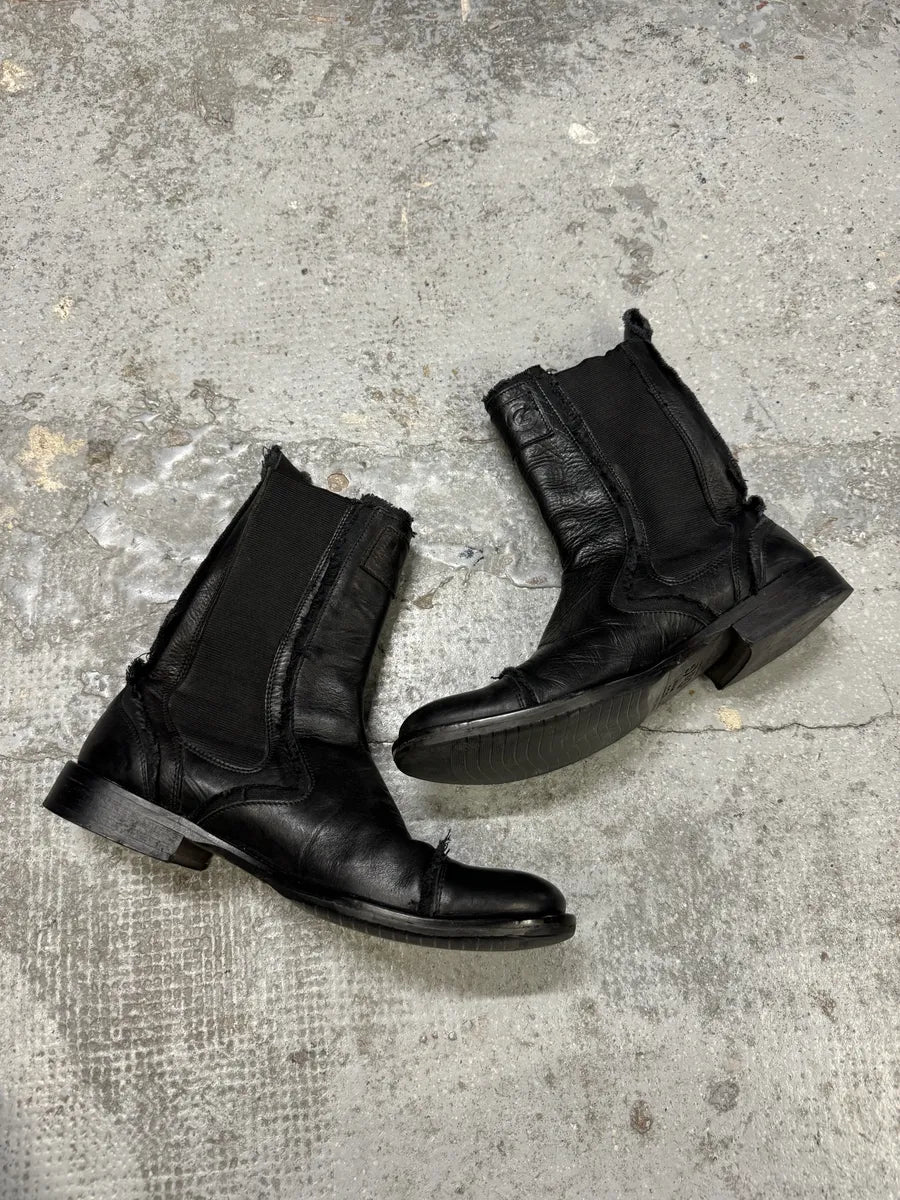 2000s Dolce & Gabbana Black Ankle Distressed Boots (40.5eu/us7.5) pMODjDP 6
