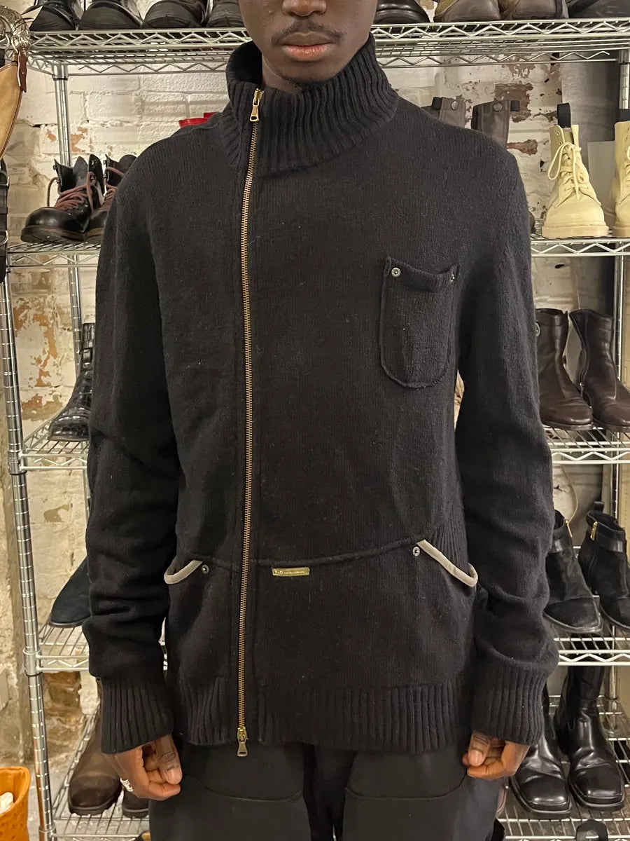 2000s Dolce & Gabbana Black Asymmetrical Zip Wool Sweater nLcmspO 1