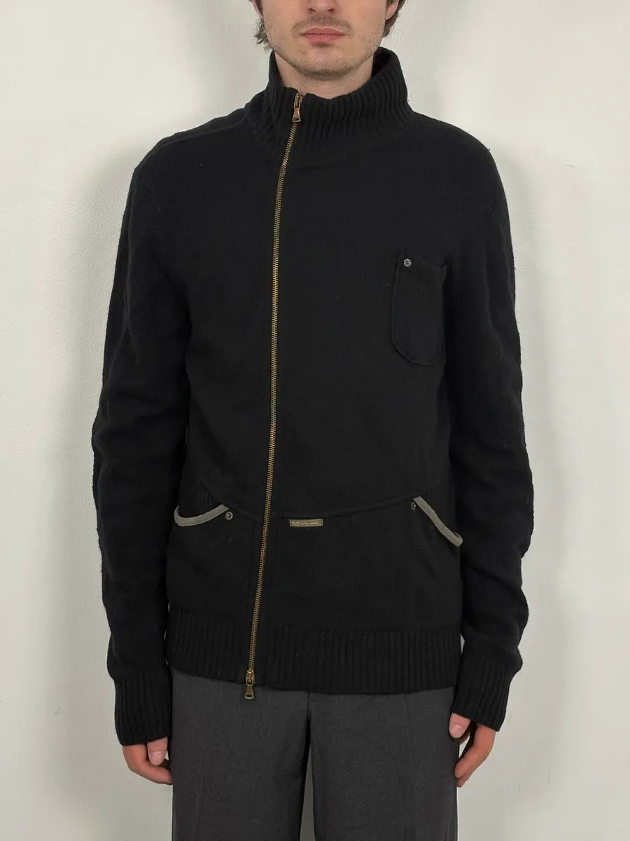 2000s Dolce & Gabbana Black Asymmetrical Zip Wool Sweater nLcmspO 1