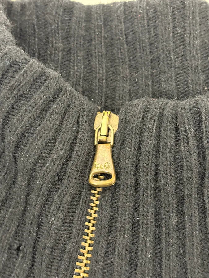 2000s Dolce & Gabbana Black Asymmetrical Zip Wool Sweater nLcmspO 7