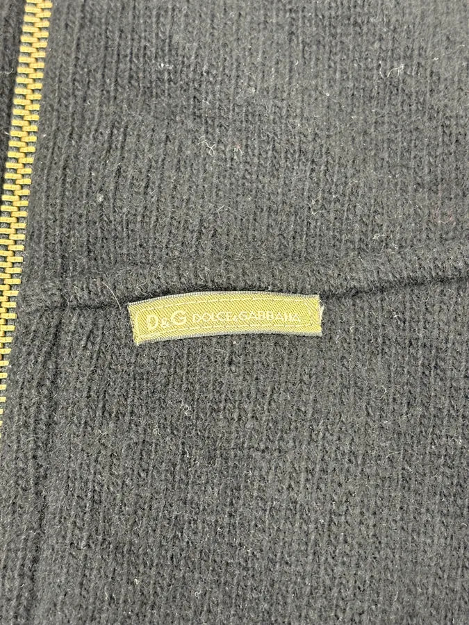 2000s Dolce & Gabbana Black Asymmetrical Zip Wool Sweater nLcmspO 8