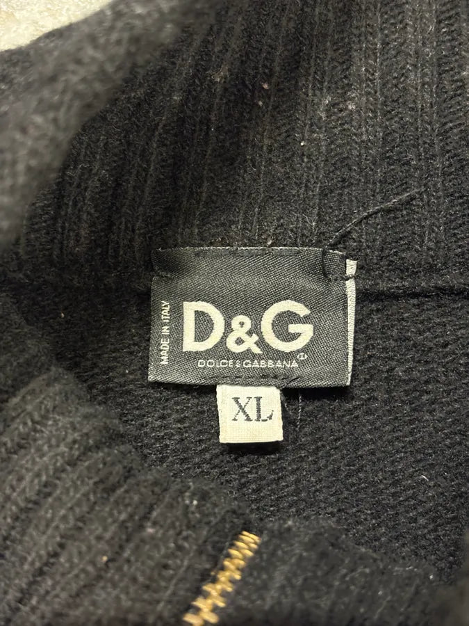2000s Dolce & Gabbana Black Asymmetrical Zip Wool Sweater nLcmspO 9