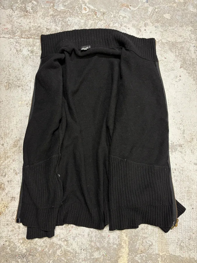 2000s Dolce & Gabbana Black Asymmetrical Zip Wool Sweater nLcmspO 6