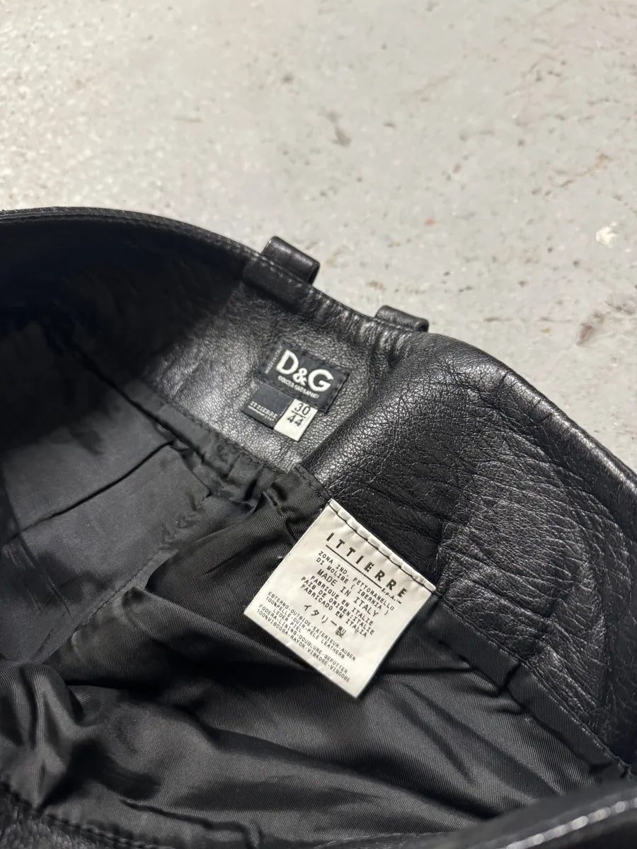 2000s Dolce & Gabbana Black Bootcut Leather Pants (S) 10