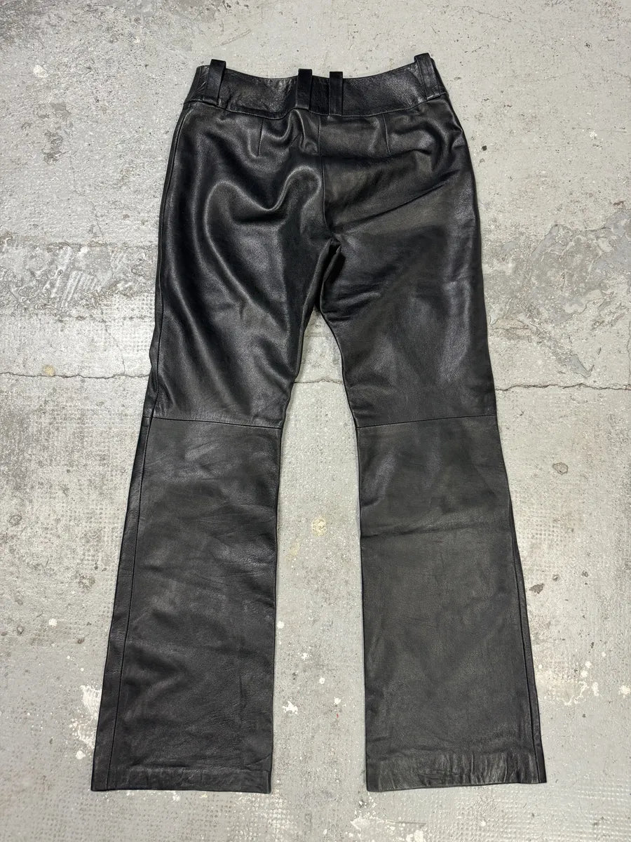 2000s Dolce & Gabbana Black Bootcut Leather Pants (S) 2