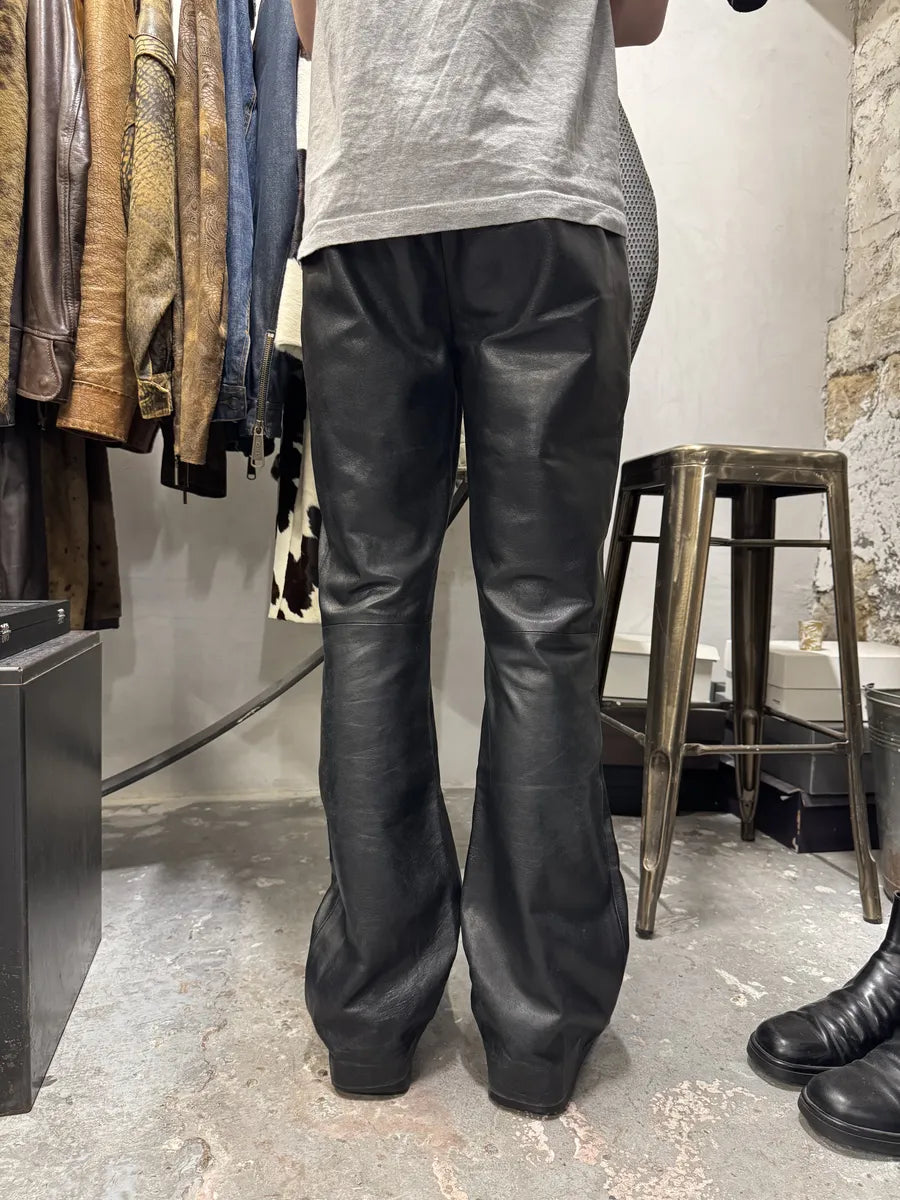2000s Dolce & Gabbana Black Bootcut Leather Pants (S) 4