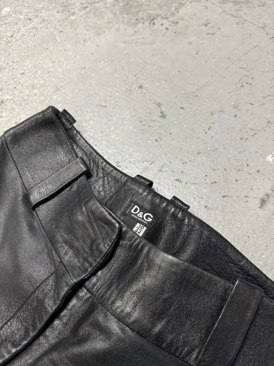 2000s Dolce & Gabbana Black Bootcut Leather Pants (S) 5