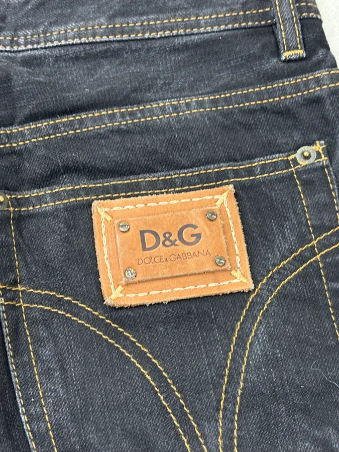 2000s Dolce & Gabbana Black Brut Contrast Stich Straight Denim Jeans SHytpUp 8