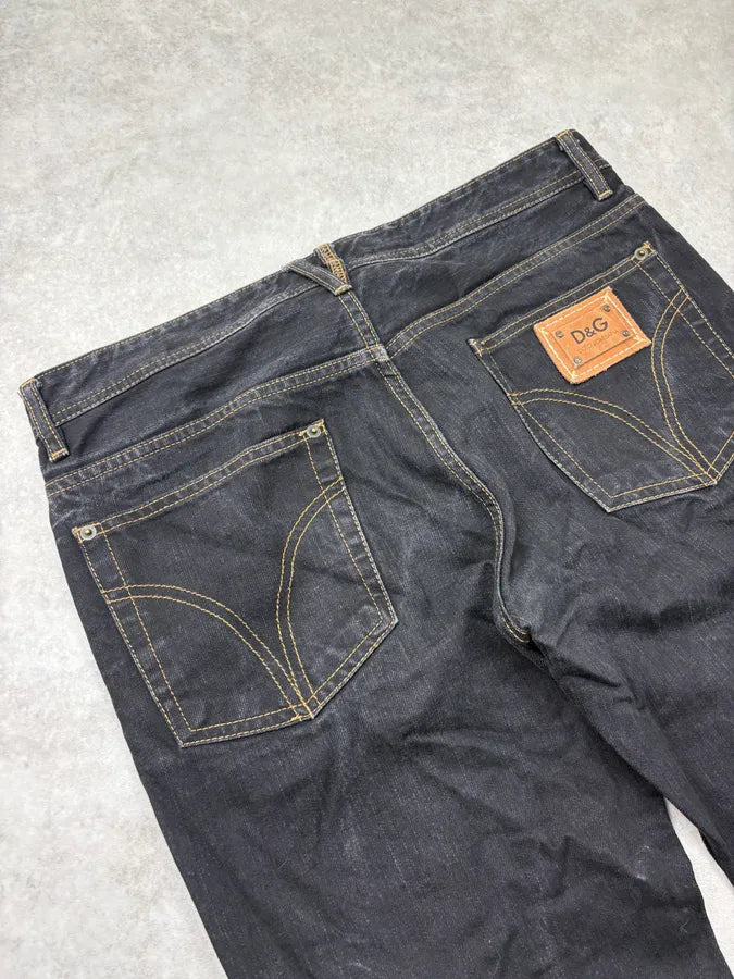 2000s Dolce & Gabbana Black Brut Contrast Stich Straight Denim Jeans SHytpUp 7