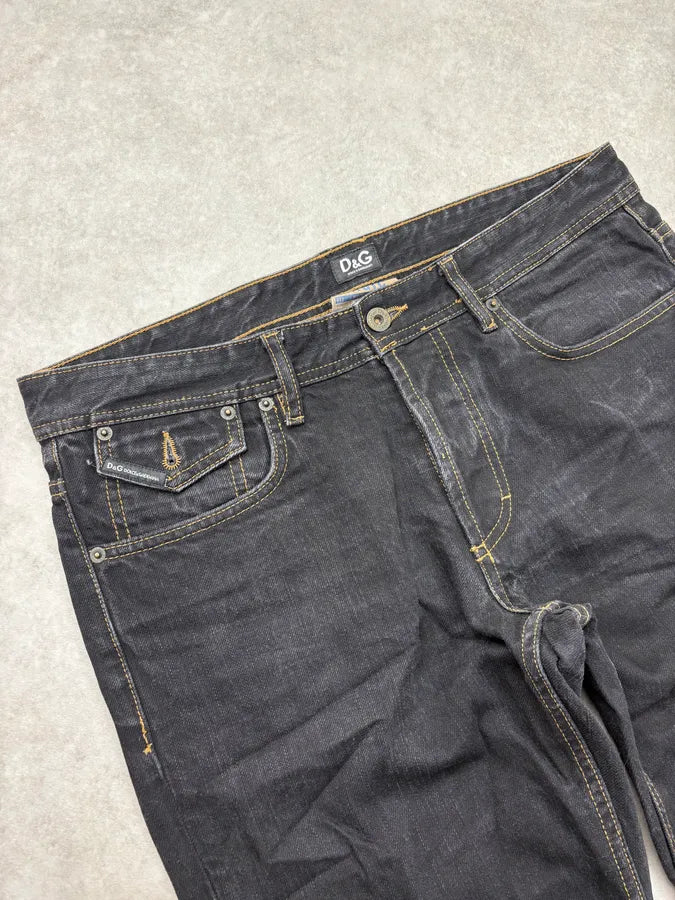 2000s Dolce & Gabbana Black Brut Contrast Stich Straight Denim Jeans SHytpUp 5