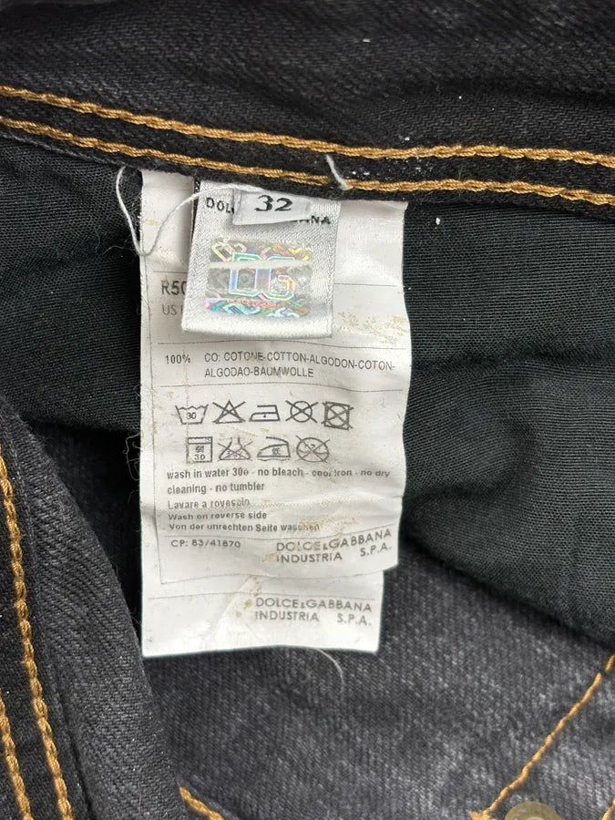 2000s Dolce & Gabbana Black Brut Contrast Stich Straight Denim Jeans SHytpUp 11