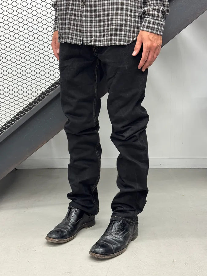 2000s Dolce & Gabbana Black Brut Contrast Stich Straight Denim Jeans SHytpUp 2