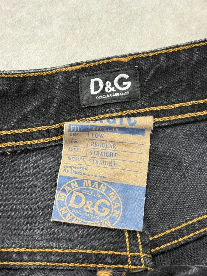 2000s Dolce & Gabbana Black Brut Contrast Stich Straight Denim Jeans SHytpUp 10
