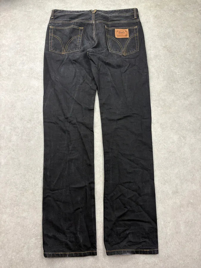 2000s Dolce & Gabbana Black Brut Contrast Stich Straight Denim Jeans SHytpUp 6